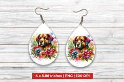 Dog With Floral Teardrop Earrings Product Image 1