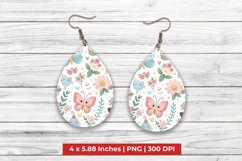 Watercolor Butterflies And Flowers Teardrop Earrings Product Image 1