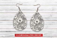 Black And White Floral Teardrop Earrings Product Image 1