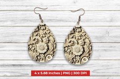 Wooden Floral Teardrop Earrings Product Image 1