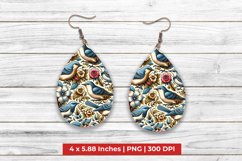 Embossed Birds With Floral Teardrop Earrings Product Image 1