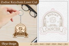 Cancer Keychain Laser Cut | Keycahin Design | Zodiac Sign Product Image 1