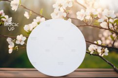 Round white Sign with flowers Mockup, Round Sign Product Image 1