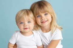 Photorealistic Kids T-Shirt Mockup with Two Children Product Image 1