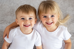 Photorealistic Kids T-Shirt Mockup with Two Children Product Image 1