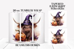Halloween Sublimation Tumbler Wrap Purple Highland Cow Product Image 2