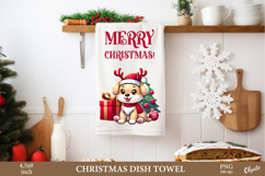 Christmas Dish Towel Bundle PNG. Cute Animal Christmas Product Image 3
