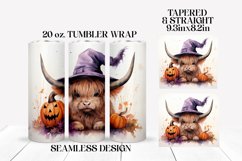Halloween Sublimation Tumbler Wrap Purple Highland Cow Product Image 2