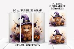 Halloween Sublimation Tumbler Wrap Purple Highland Cow Product Image 2