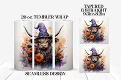 Halloween Sublimation Tumbler Wrap Purple Highland Cow Product Image 2