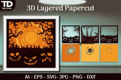 Halloween Scene 3D ShadowBox Layered Papercut SVG Product Image 1