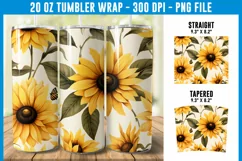 Sunflower Tumbler Wrap, Fall tumbler Wrap, 20 oz tumbler Product Image 1