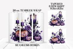 Halloween Sublimation Tumbler Wrap Purple Pumpkins Product Image 2