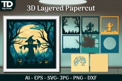 Halloween Scene 3D ShadowBox Layered Papercut SVG Product Image 1