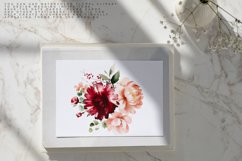 watercolor burgundy and blush flowers clipart set Product Image 6