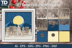 3D Shadow box Chistmas Scene Layered Papercut Bundle Product Image 4