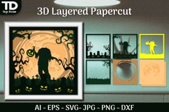 Halloween Scene 3D ShadowBox Layered Papercut SVG Product Image 1