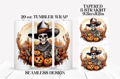 Halloween Skeleton Tumbler Wrap Western Sublimation Design Product Image 2