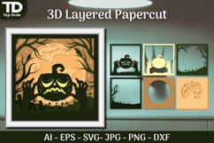 Halloween Scene 3D ShadowBox Layered Papercut SVG Product Image 1