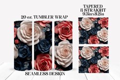 3D Flowers Tumbler Wrap |Roses Sublimation Design Product Image 2