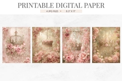 Vintage Paris Rose Digital Paper Product Image 2