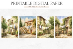 Mediterranean Village Digital Paper Product Image 2