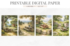 Country Meadow Picnic Digital Paper Product Image 2