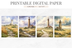 Coastal Lighthouse Path Digital Paper Product Image 2
