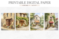 Old Town Cobblestone Shop Digital Paper Product Image 2