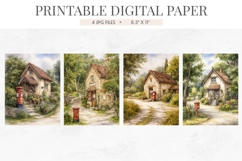English Cottage Post Box Digital Paper Product Image 2