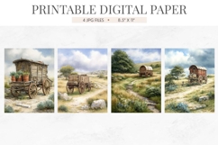 Rustic Wooden Wagon Digital Paper Product Image 2