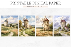 Country Windmill Farmhouse Digital Paper Product Image 2