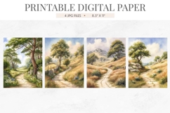 Sunlit Woodland Trail Digital Paper Product Image 2