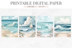 Crashing Teal Waves Digital Paper Product Image 2