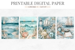 Nautical Sailboat Scrapbook Digital Paper Product Image 2