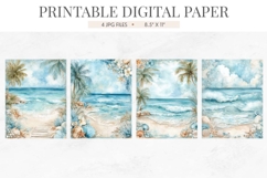 Beach Boardwalk Palm Digital Paper Product Image 2