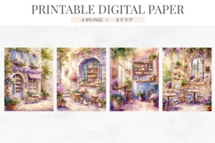 French Cafe Blue Shutter Digital Paper Product Image 2