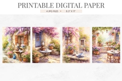 Wisteria Coffee Garden Digital Paper Product Image 2