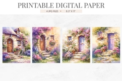 Rose Cottage Door Bicycle Digital Paper Product Image 2