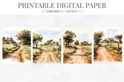 Country Path Cottage Watercolor Junk Journal Pages Product Image 2