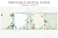 Teal Butterfly Lined Letter Paper Journal Pages Product Image 2