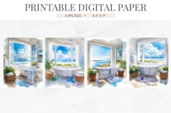 Coastal Bathroom Ocean View Junk Journal Pages Product Image 2