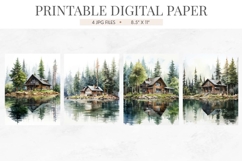 Lakeside Cabin Misty Forest Junk Journal Pages Product Image 2