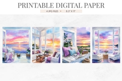 Coastal Sunset Living Room Junk Journal Pages Product Image 2