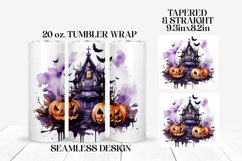 Halloween Tumbler Wrap Haunted House Sublimation Design Product Image 2