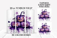 Halloween Tumbler Wrap Purple Pumpkins Sublimation Design Product Image 2