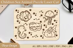 Children Sea Animal Puzzle Laser Cut SVG | Kid's Puzzle Svg Product Image 2