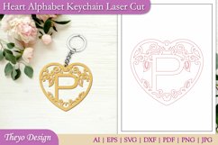 Heart Alphabet Keychain Lasercut |Alphabet Keychain Letter P Product Image 1