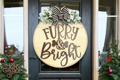 Furry and Bright | Christmas Dog SVG Sign | Door hanger Product Image 5