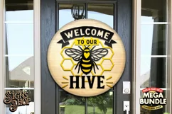 Welcome to our hive | Bee SVG Door Hanger Sign | Cricut file Product Image 3